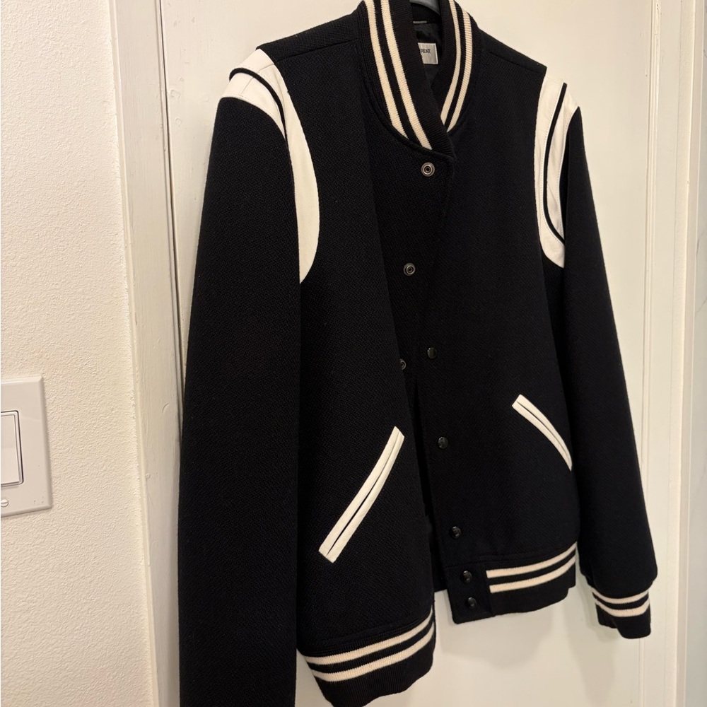 Saint Laurent Black and White Bomber Jacket